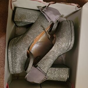 Torrid X Betsey Johnson silver mary janes, worn 2 times.